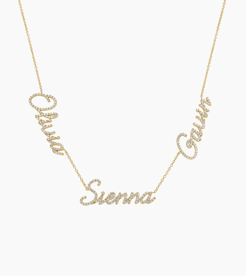 Multi Diamond Custom Script Name Necklace