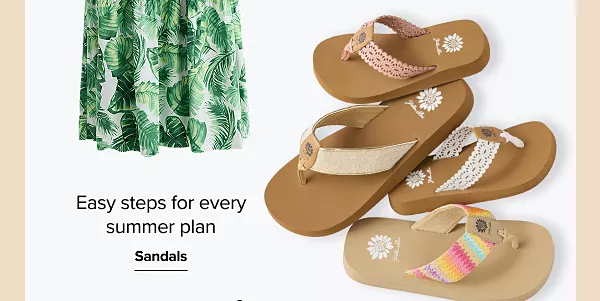 Easy steps for every summer plan. Sandals. Different flip flops.