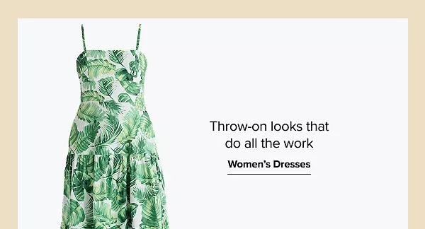 A green floral dress. Throw-on looks that do all the work. Womens dresses.