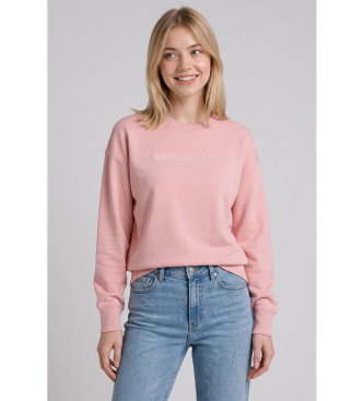 Sudadera de algodón con logotipo en relieve rosa