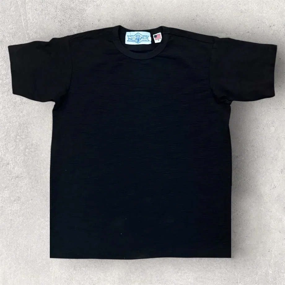Black super slub heavyweight loop wheel (Tsuri Knit) tee
