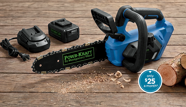 Powr-Kraft 20V Chainsaw with 4.0Ah Lithium-Ion Battery & Charger by Montgomery Ward 