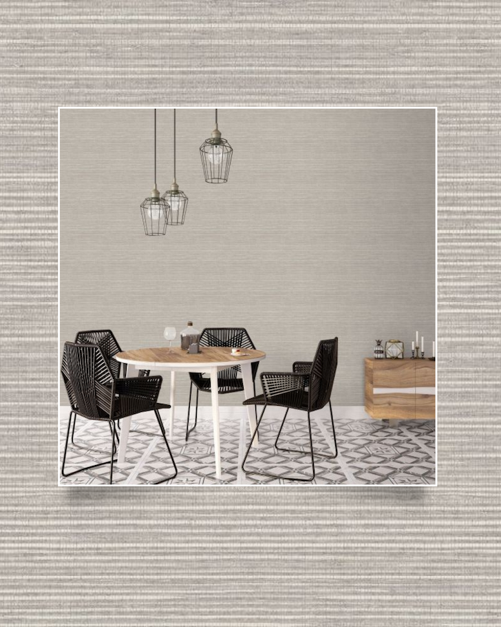 Just Kitchens Grasscloth Wallpaper Dark Grey Galerie G45420