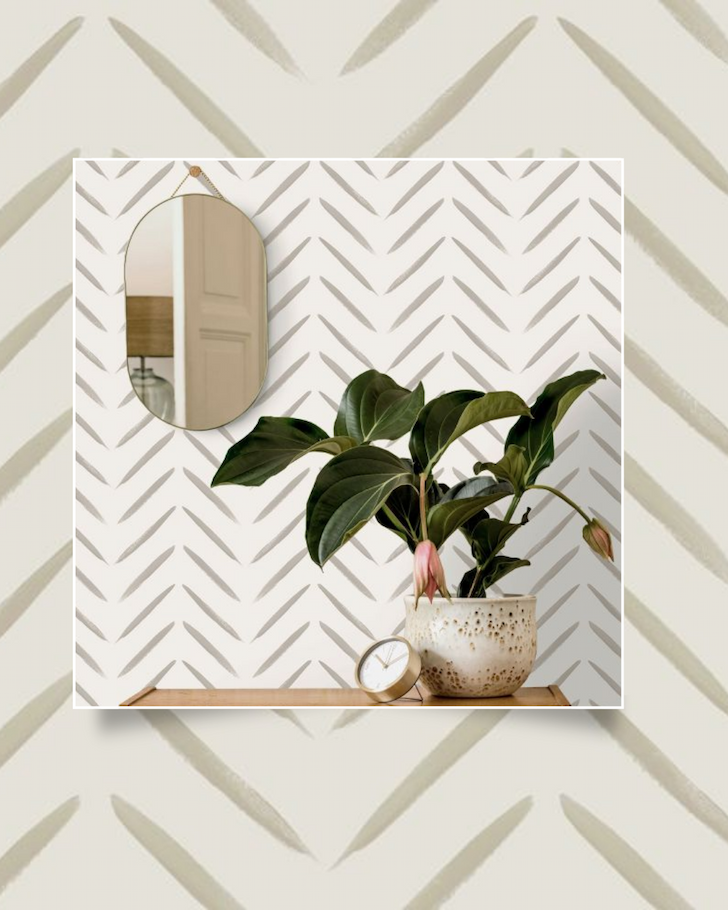 Chevron Brush Marks Wallpaper Taupe Holden 13041
