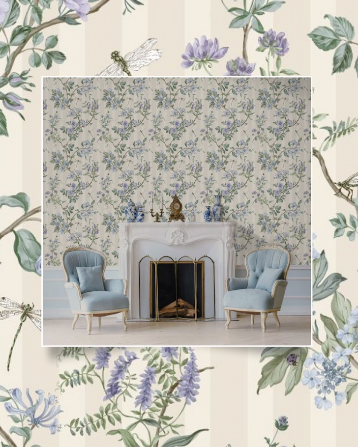 Hampton Gardens Stripe Wallpaper Neutral / Blue Holden 13911