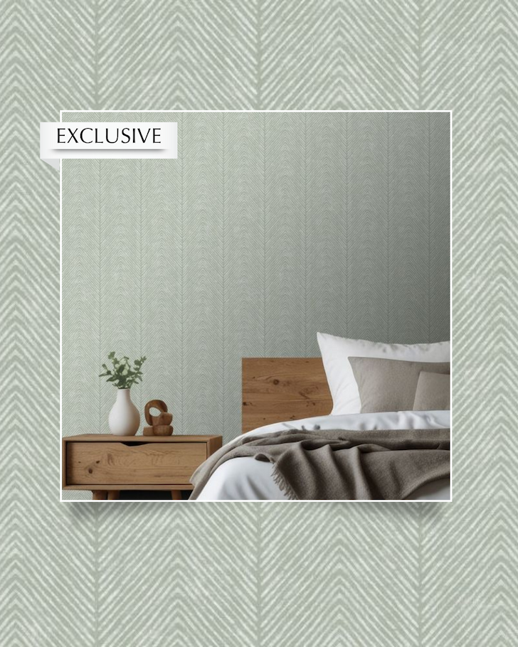 Herringbone Wallpaper Sage Green World of Wallpaper AF0041