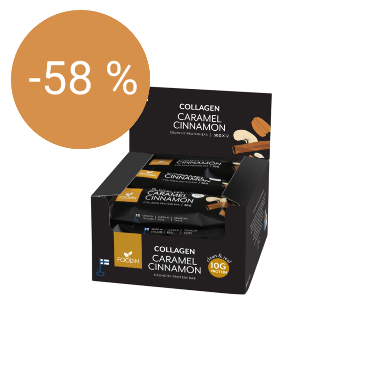 Image of Foodin kollageeniproteiinipatukka Caramel Cinnamon 50 g x 12 kpl
