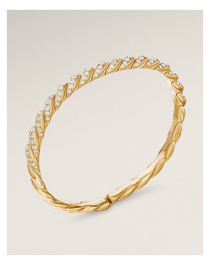 Sculpted Cable Flex Bracelet18K Yellow Gold with Diamonds, 5mm