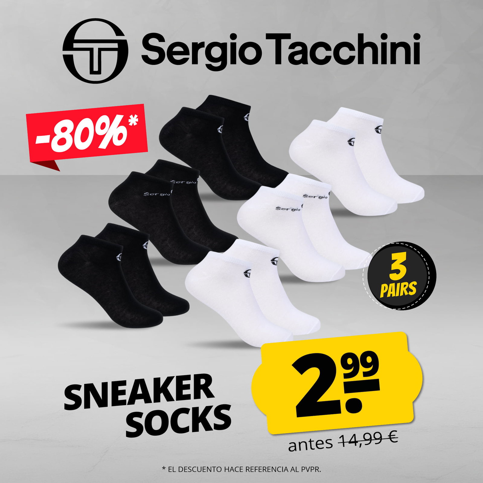 sergio tacchini unisex calcetines cortos 3 pares
