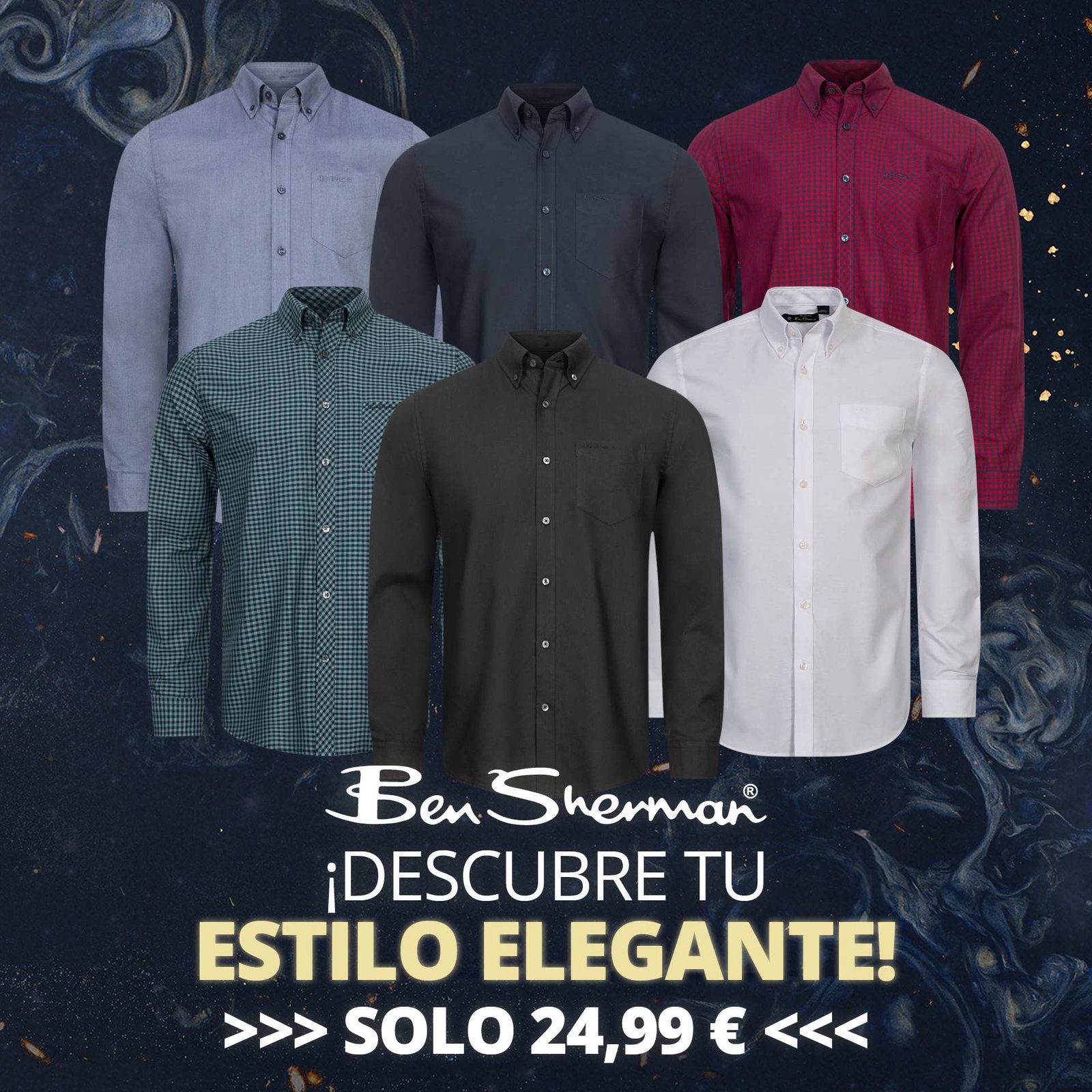 ben sherman oxford hombre camisa de manga larga