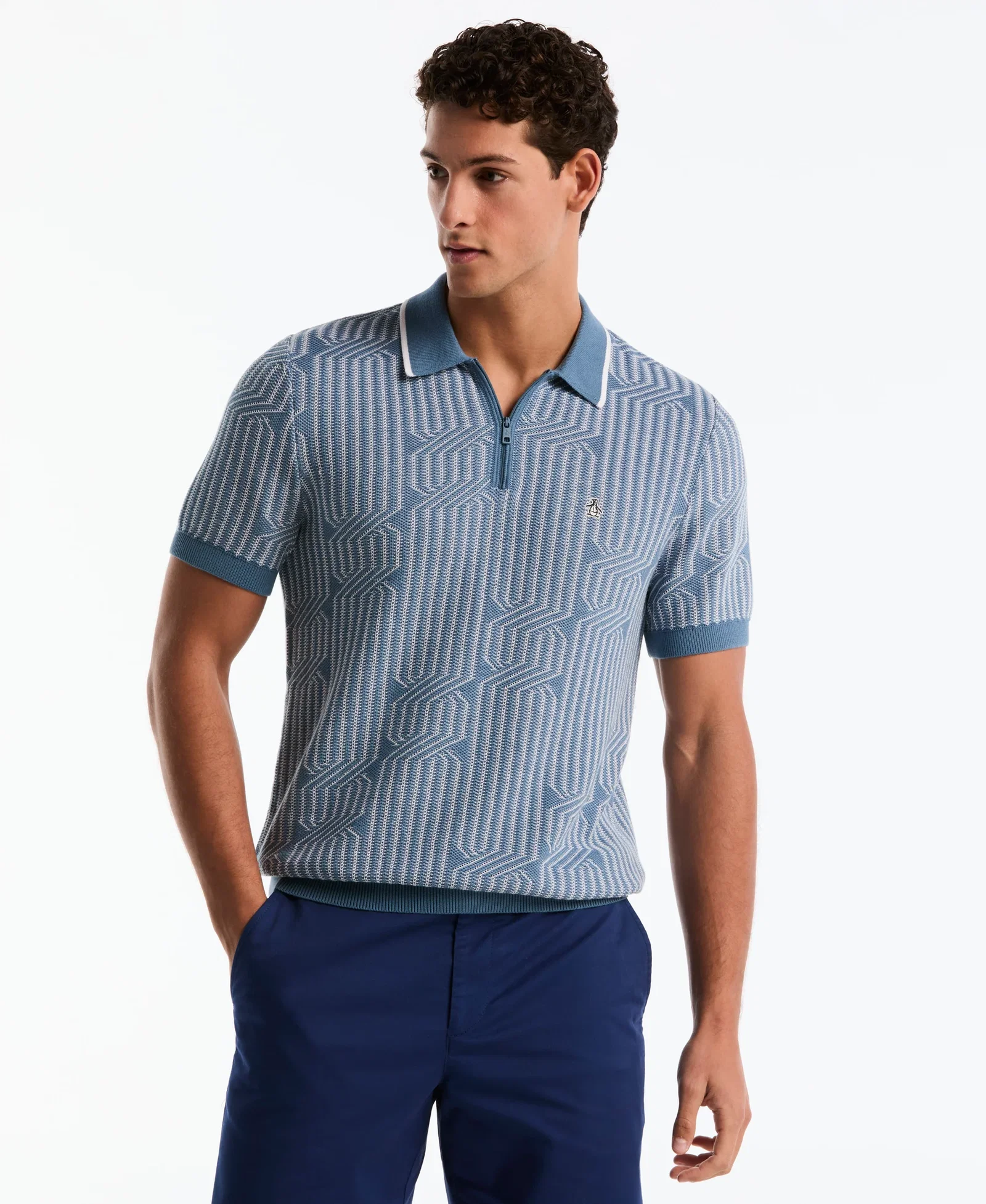 Shop Geo Cable Quarter-Zip Sweater Polo Shop Geo Cable Quarter-Zip Sweater Polo