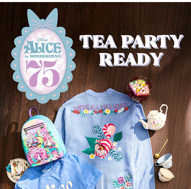 Alice in Wonderland 75th Anniversary at HT. Tea party ready. Shop now