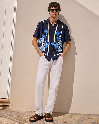 Straight White Wash Hyper Stretch Jeans