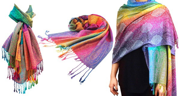 Écharpe à franges multicolore
