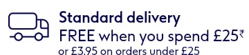 Standard delivery. FREE when you spend £25.