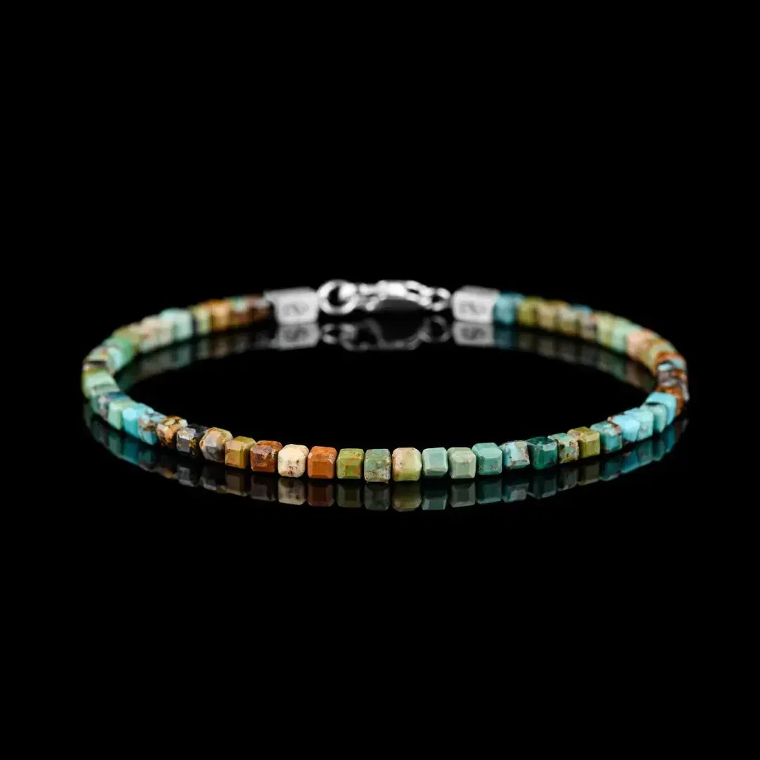 Turquoise Bracelet IX (3mm), natural turquoise cube beads
