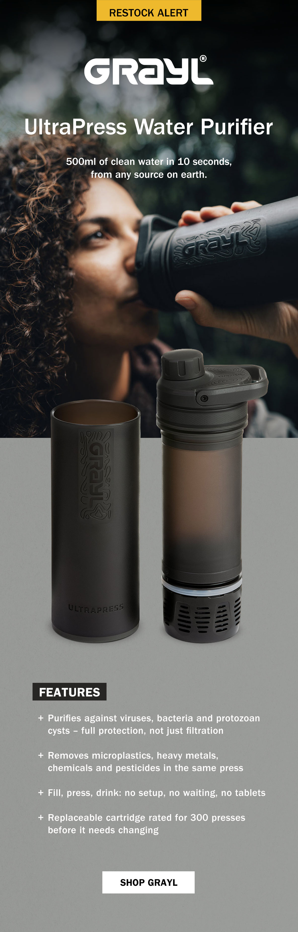 Restock Alert | Grayl UltraPress Water Purifier | WildBounds