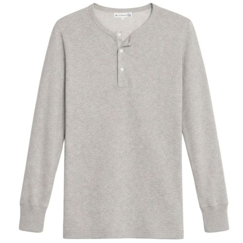 Merz b Schwanen 2M06 Vintage Machine Refined Classic Fit Long Sleeve Henley - Grey