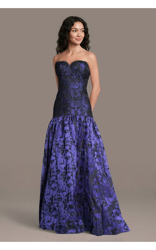 Lace and Brocade Drop Waist Gown