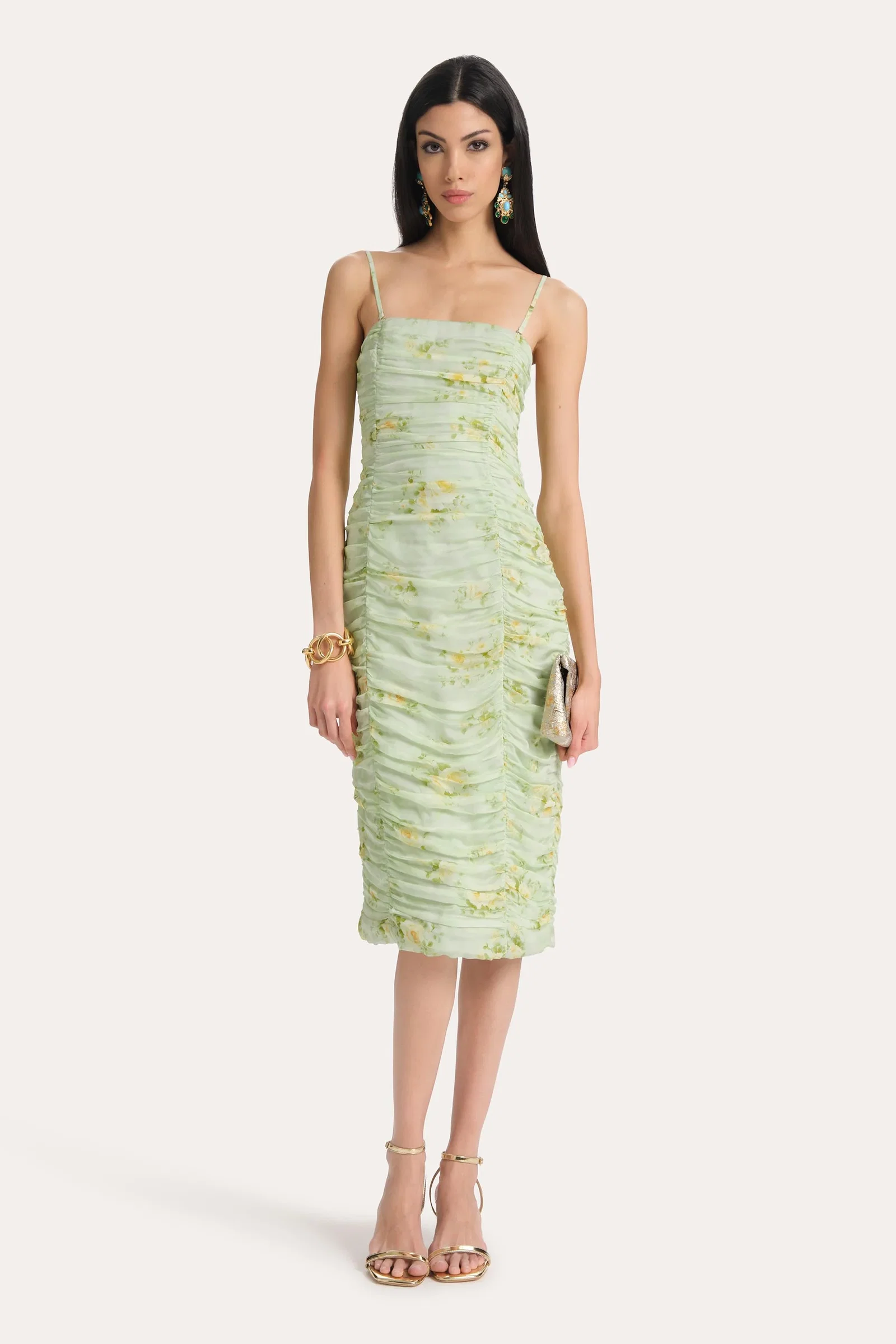Image of Sierra Ruched Silk Chiffon Dress