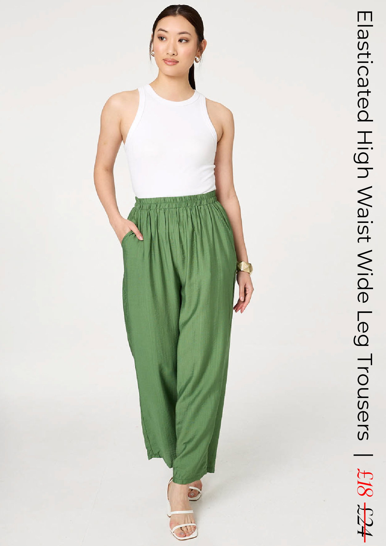 Elasticated High Waist Wide Leg Trousers | Shop Now