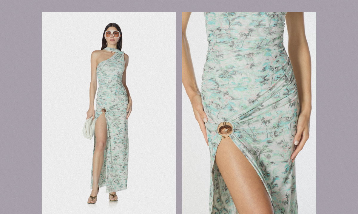  SWEZEY DRESS. PALM SCENIC
