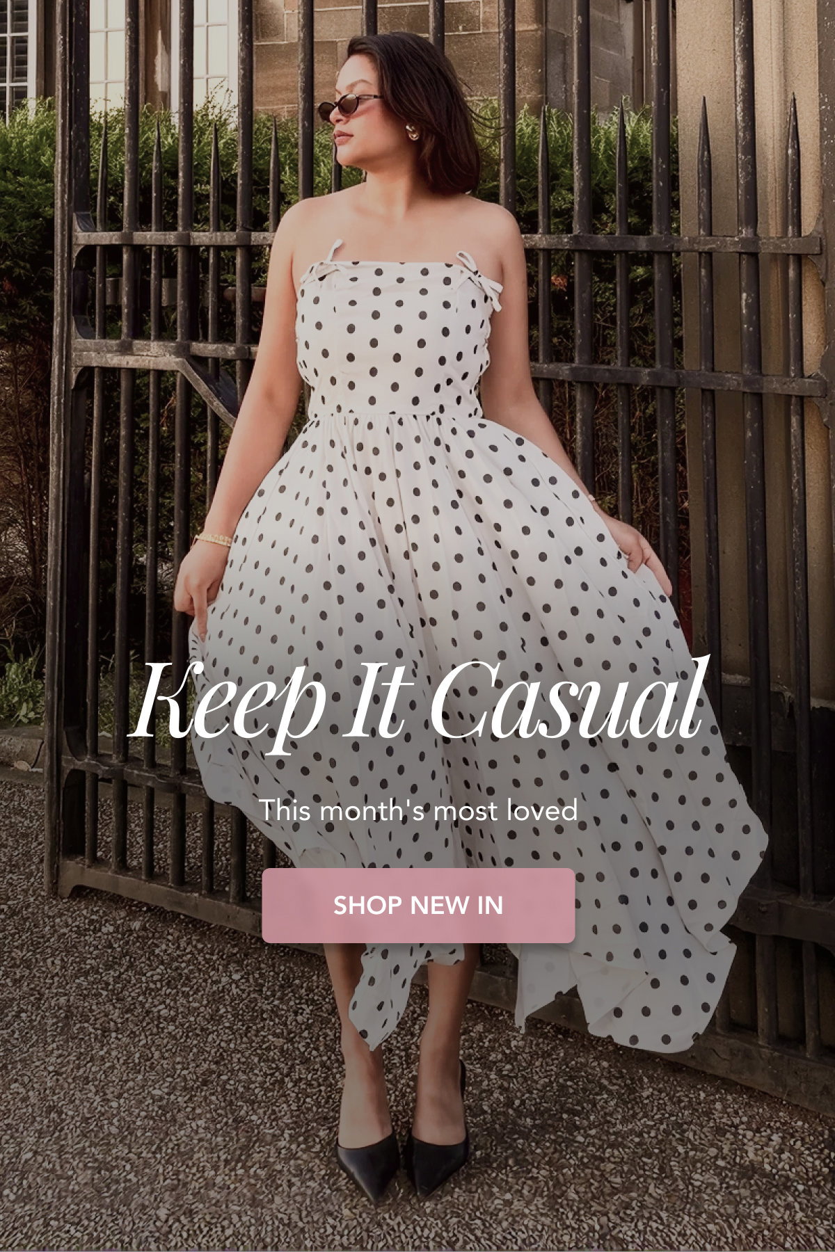 Yumi Polka dot handkerchief hem dress