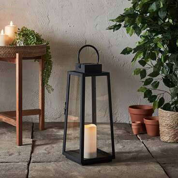 Lanterne Solaire Trapèze Moyenne avec Bougie LED