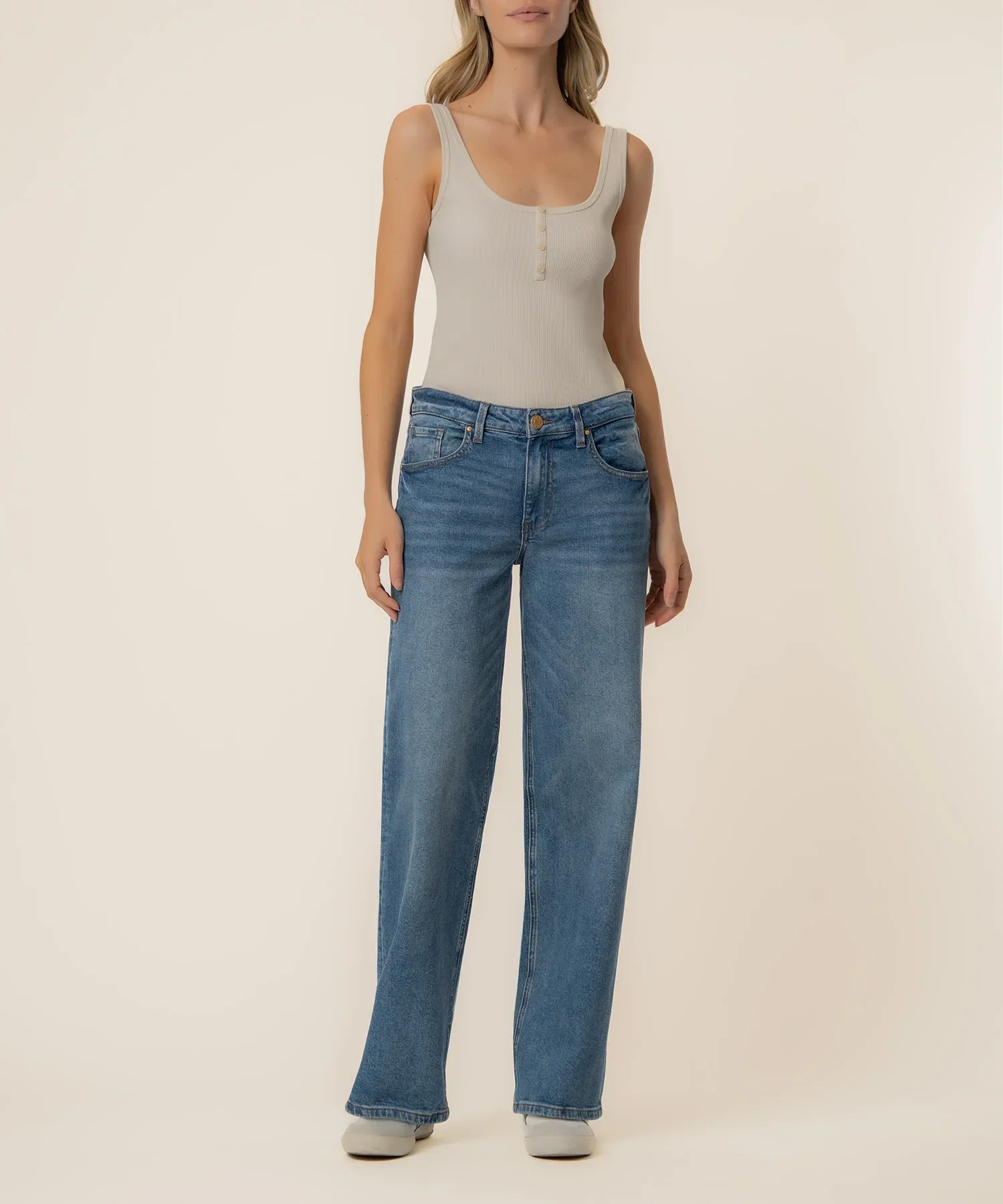 Image of Selena Baggy Low Rise Straight Leg, Exclusive in Solving Wash