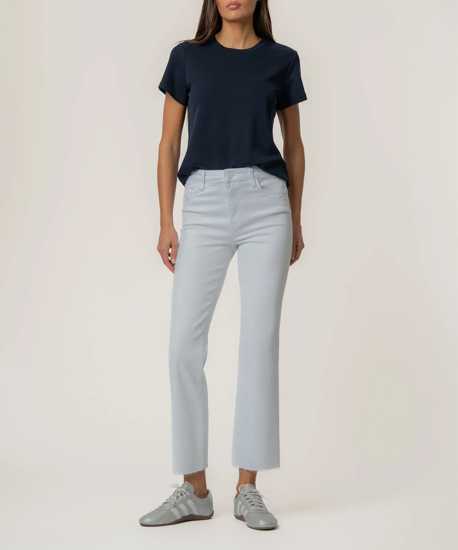 Image of Kelsey High Rise Ankle Flare in Optic White