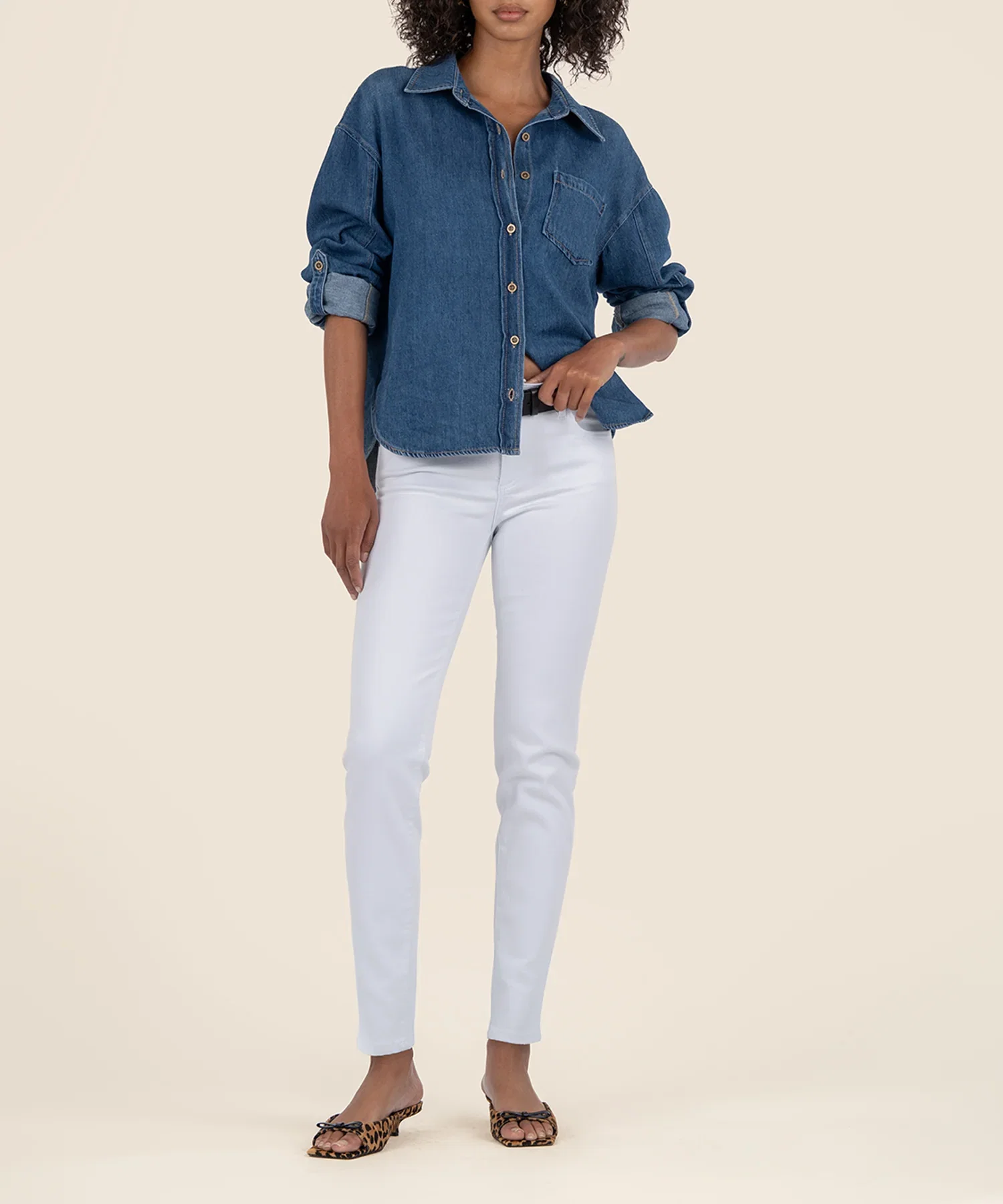 Image of Diana Mid Rise Relaxed Fit Skinny in Optic White