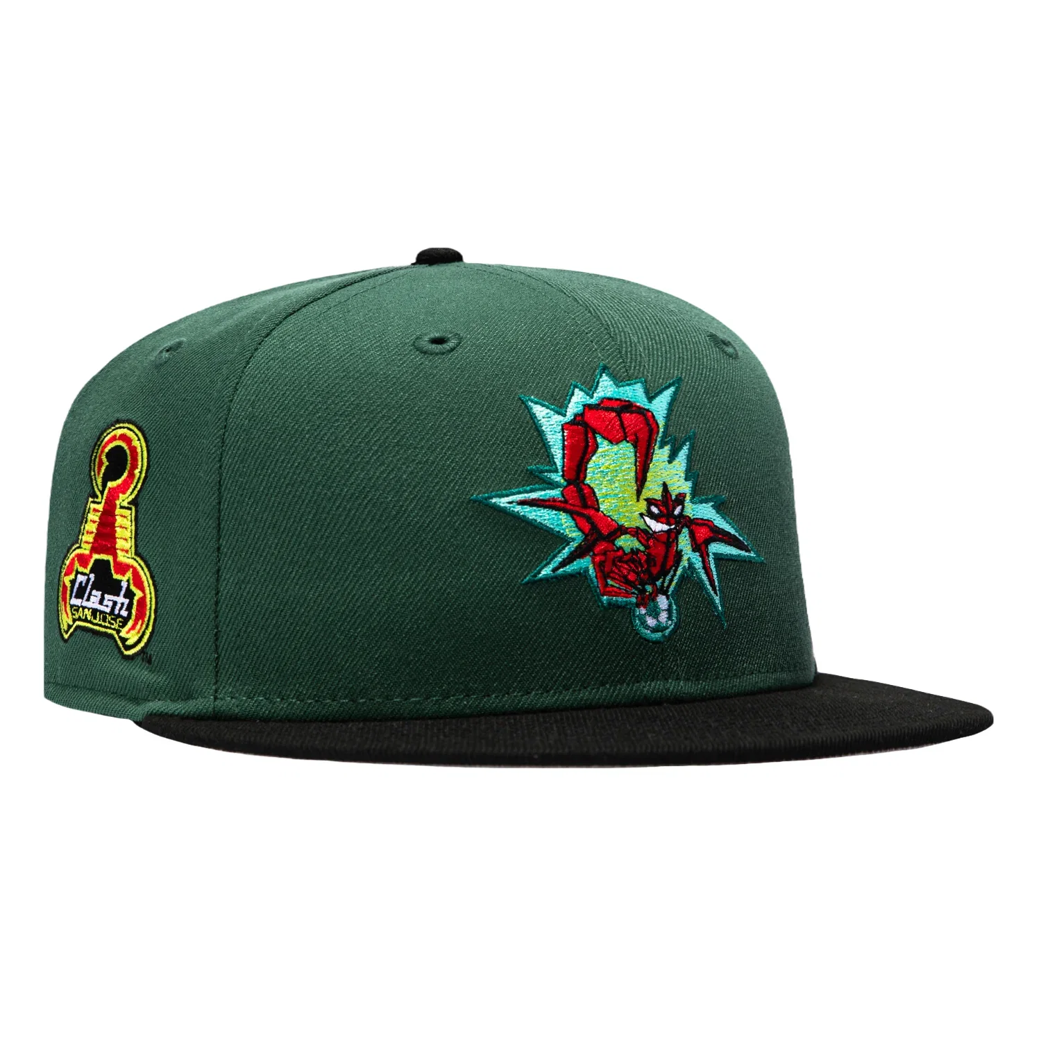 Image of New Era 59Fifty San Jose Earthquakes Clash Patch Mascot Hat - Green, Black