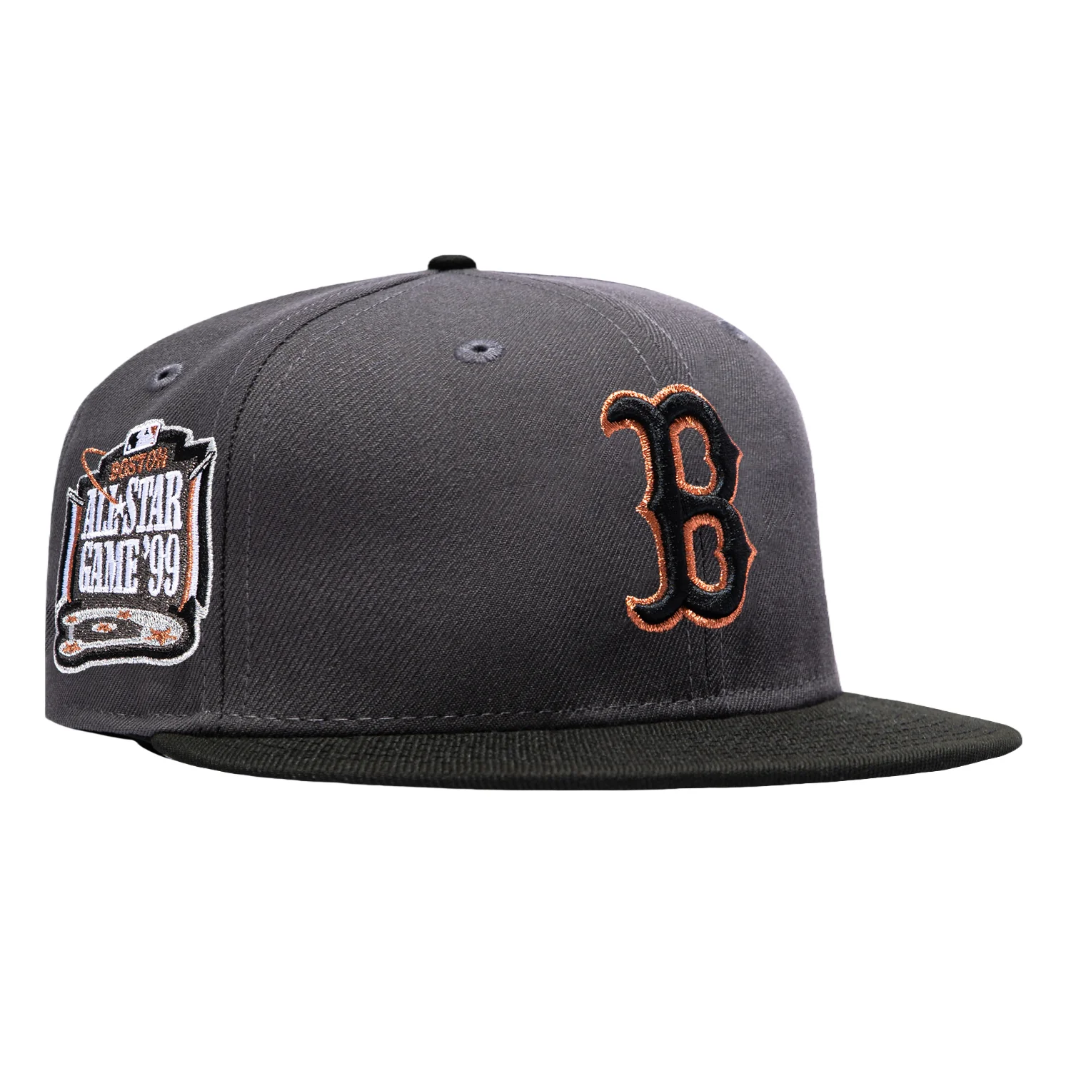 Image of New Era 59Fifty Boston Red Sox 1999 All Star Game Patch Hat - Graphite, Black, Metallic Copper