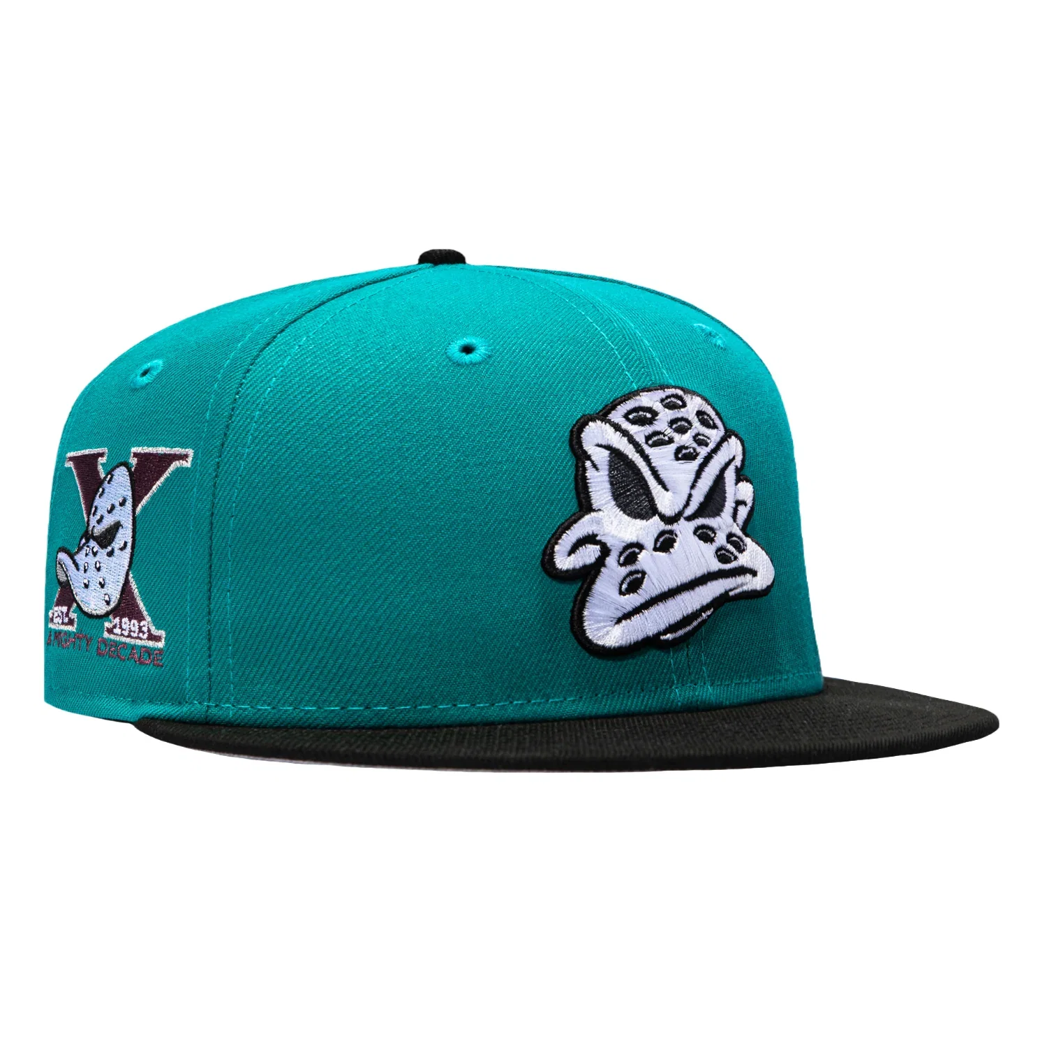Image of New Era 59Fifty Anaheim Ducks 10th Anniversary Patch Mask Hat - Teal, Black