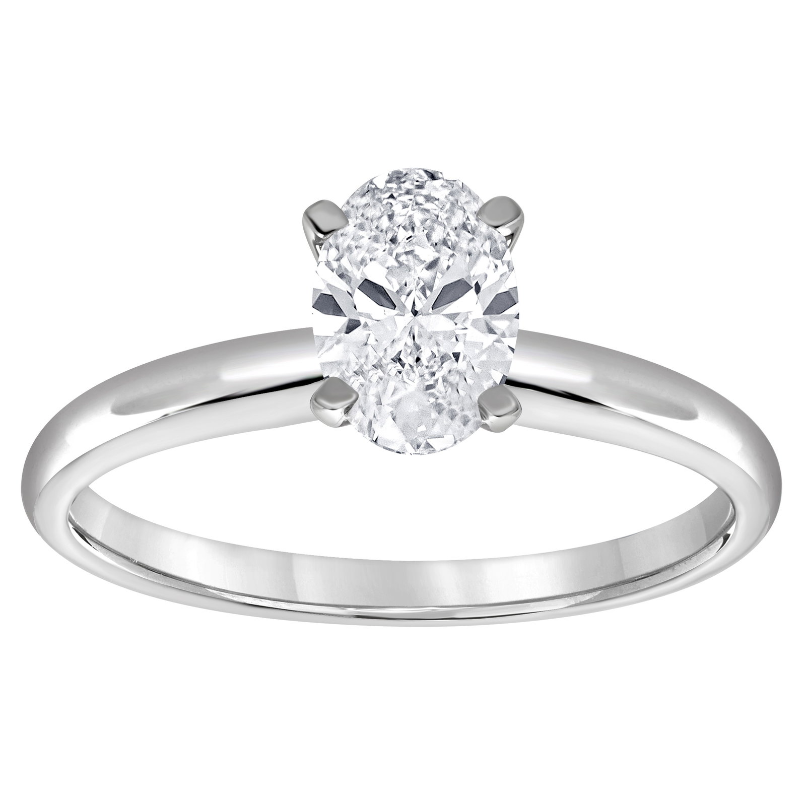 Image of Oval-Cut Lab Grown 3/4ct. Diamond GH VS SI Solitaire Engagement Ring in 14k White Gold