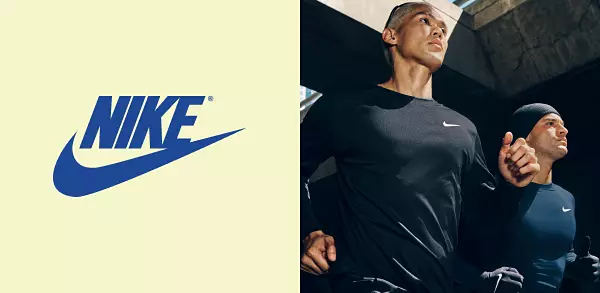 Nike. Two people in active outfits running.