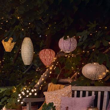 Set of 5 Tyvek Moroccan Hanging Solar Lanterns