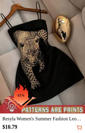 Resyla Women's Summer Fashion Leopard Print Spaghetti Strap Dress