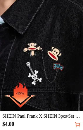 SHEIN Paul Frank X SHEIN 3pcs/Set Zinc Alloy Funny & Cute Letter Style Decorative Brooch Pins
