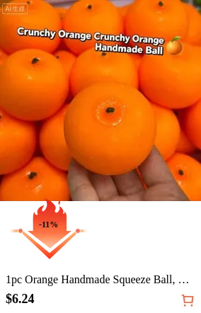 1pc Orange Handmade Squeeze Ball, Purely Handmade DIY Crunchy Stress Relief Ball, Sensory Fidget Toy For Anxiety Relief, Novelty Birthday Gift