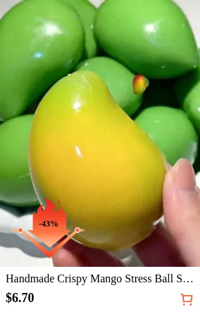 Handmade Crispy Mango Stress Ball Squeeze Toy, Color-Changing Mango Squishy Fidget Ball, ASMR Sensory  Stress Relief Toy, Birthday Gift