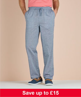 Pegasus Linen Look Pull On Cotton Trouser - MT356