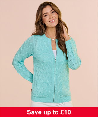 Cotton Like Cable Zip Cardigan - LD576