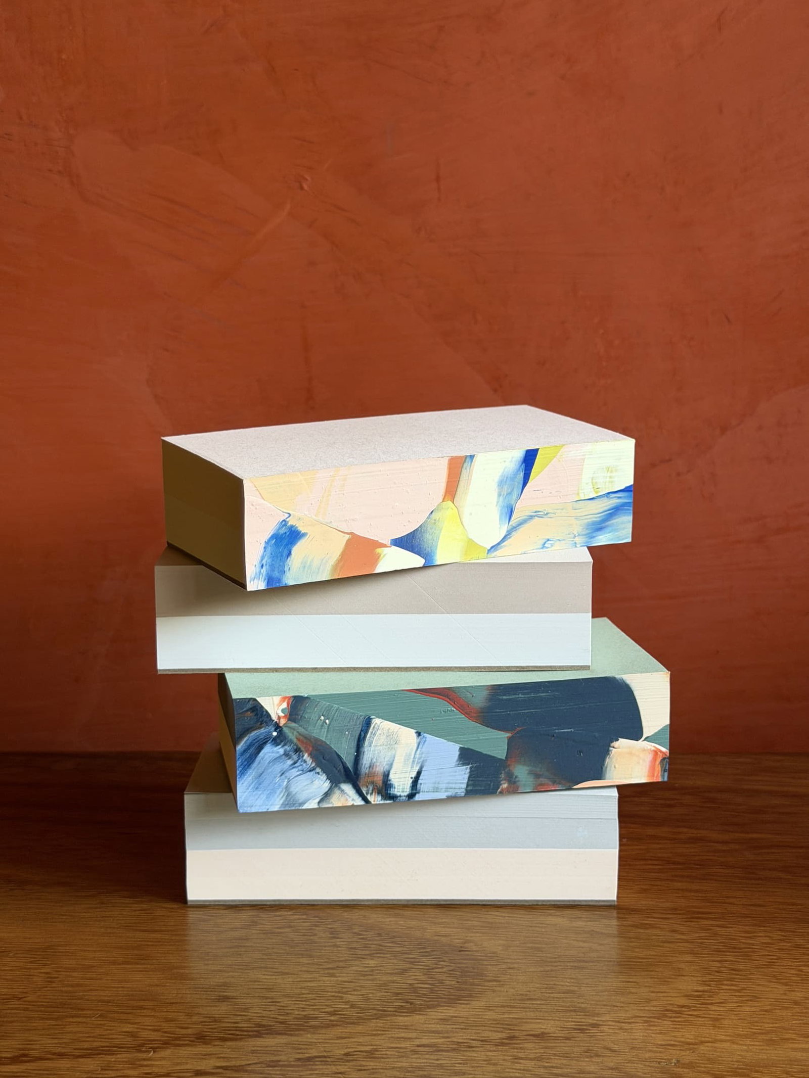 Mini pads, set of two, hand-painted edges, stacked
