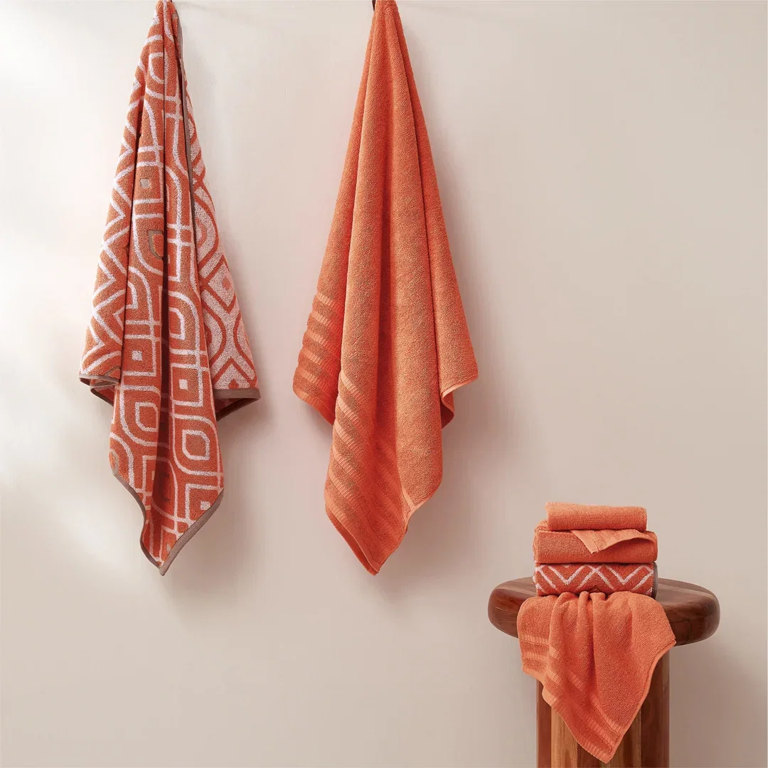 Modern Threads Oxford 6-Piece Yarn Dyed Jacquard & Solid Towel Set – 100% Cotton, Quick Dry & Absorbent Bath, Hand & Washcloths
