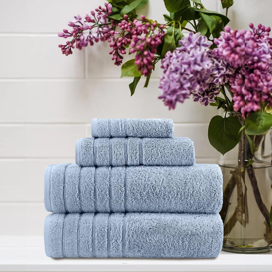 Shantae 100% Turkish Cotton Towel Set - Piece, Plush, Lightweight, and Highly Absorbent - Set of 4
