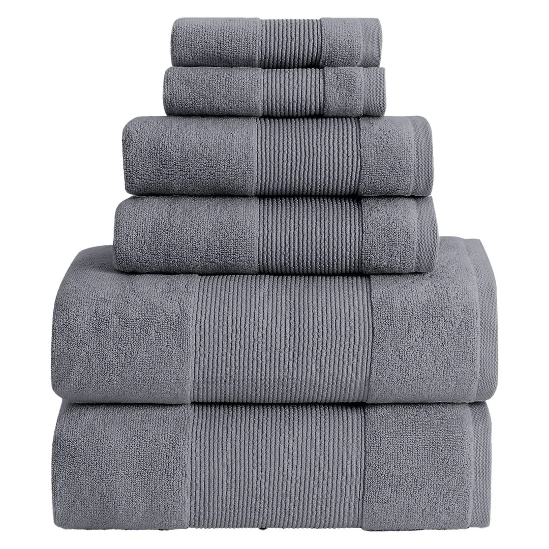 Modern Threads - Air Cloud 6-Piece 100% Zero-Twist Cotton Towel Set - Bath Towels, Hand Towels, & Washcloths - Super Absorbent & Quick Dry - 500 GSM - Soft & Plush
