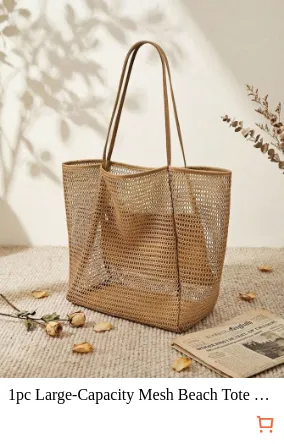 1pc Large-Capacity Mesh Beach Tote...