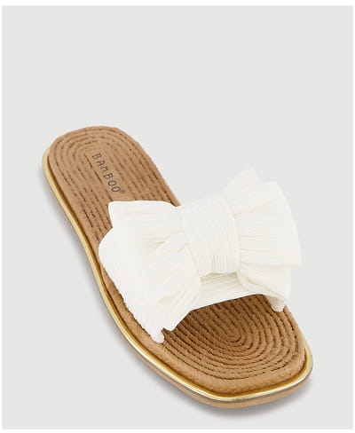 Shop Double Bow Band Espadrille Slide Sandals