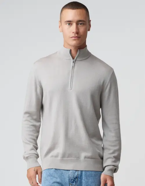 100% Merino Quarter Zip Knit Jumper
